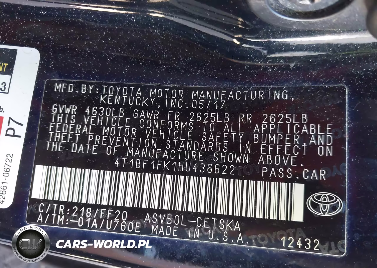 2017 Toyota Camry Se VIN:4T1BF1FK1HU436622 - 9