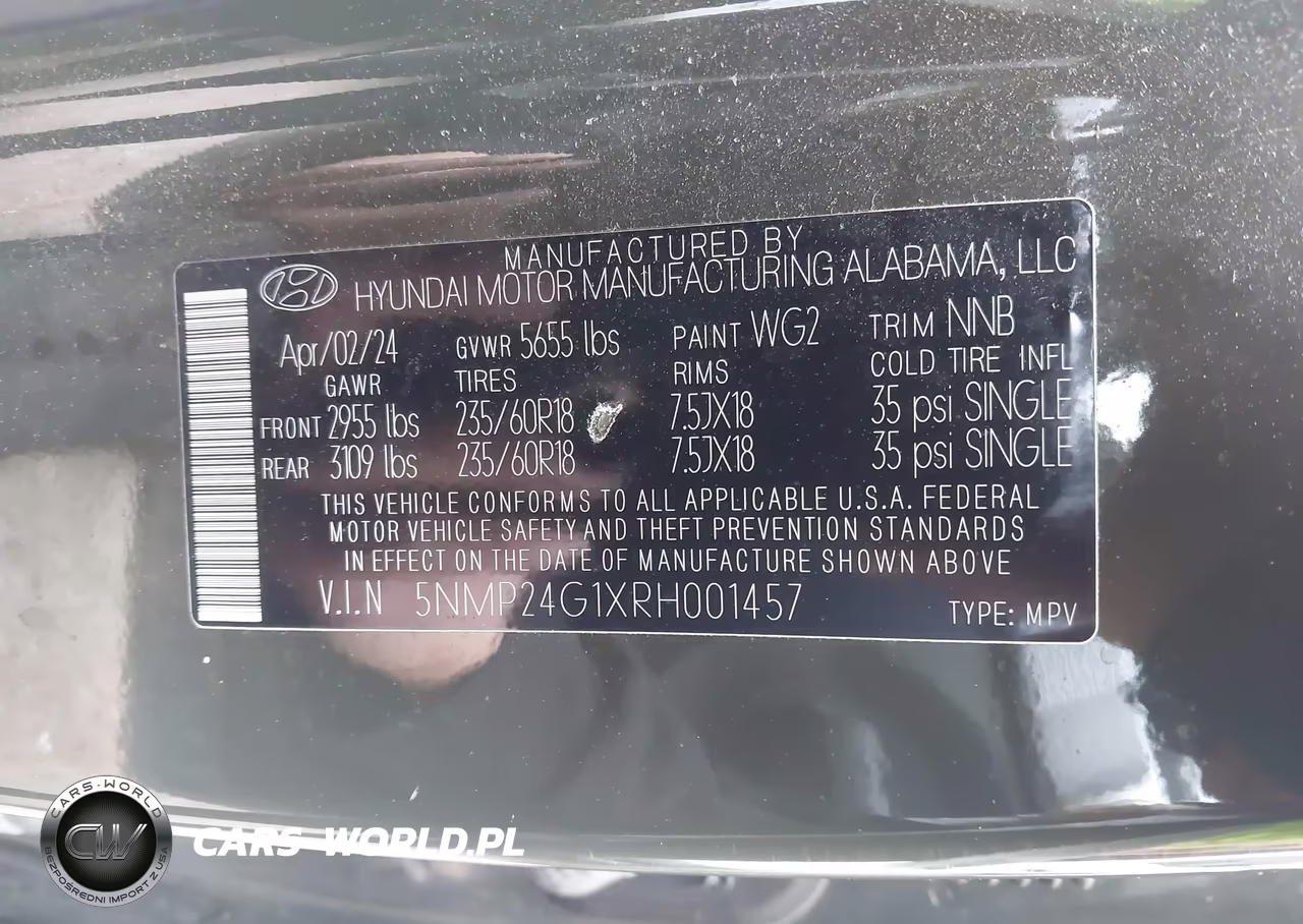 2024 Hyundai Santa Fe Hybrid Sel VIN:5NMP24G1XRH001457 - 9
