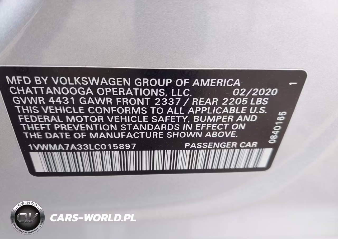 2020 Volkswagen Passat 2.0T R-Line VIN:1VWMA7A33LC015897 - 9