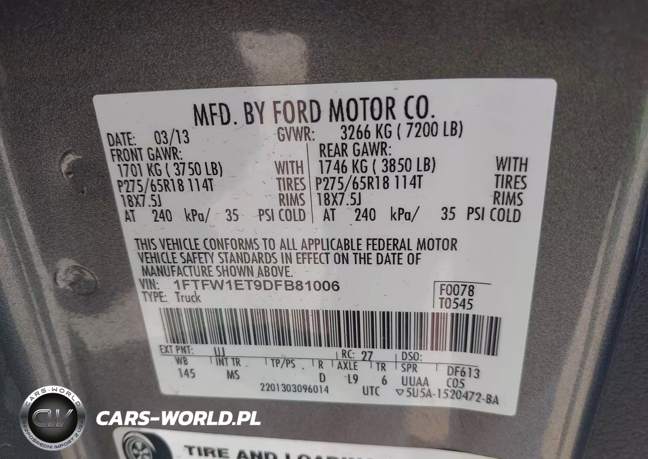 2013 Ford F-150 Xlt VIN:1FTFW1ET9DFB81006 - 9