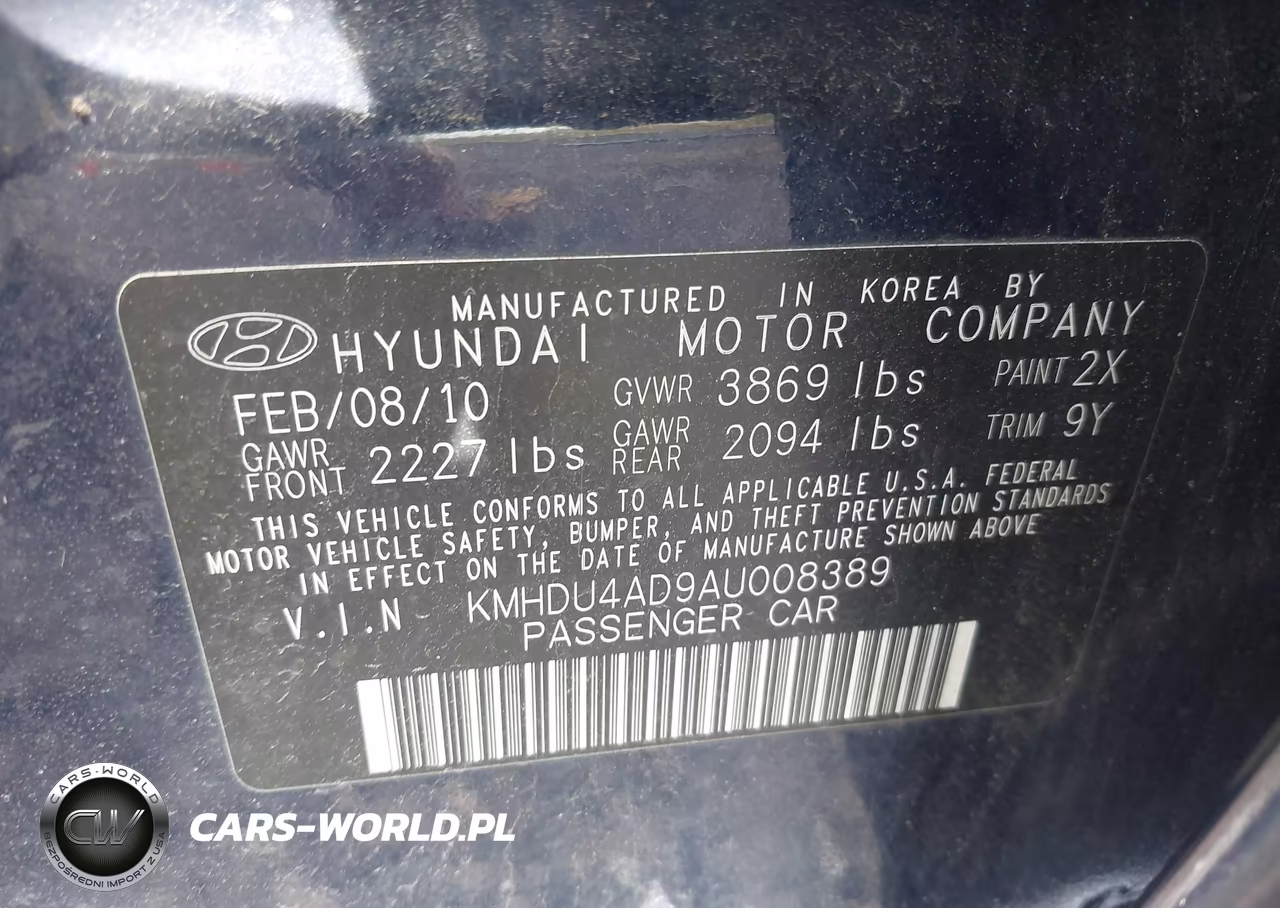 2010 Hyundai Elantra Gls VIN:KMHDU4AD9AU008389 - 9