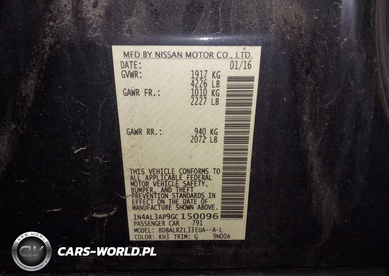 2016 Nissan Altima 2.5 Sl VIN:1N4AL3AP9GC150096 - 9