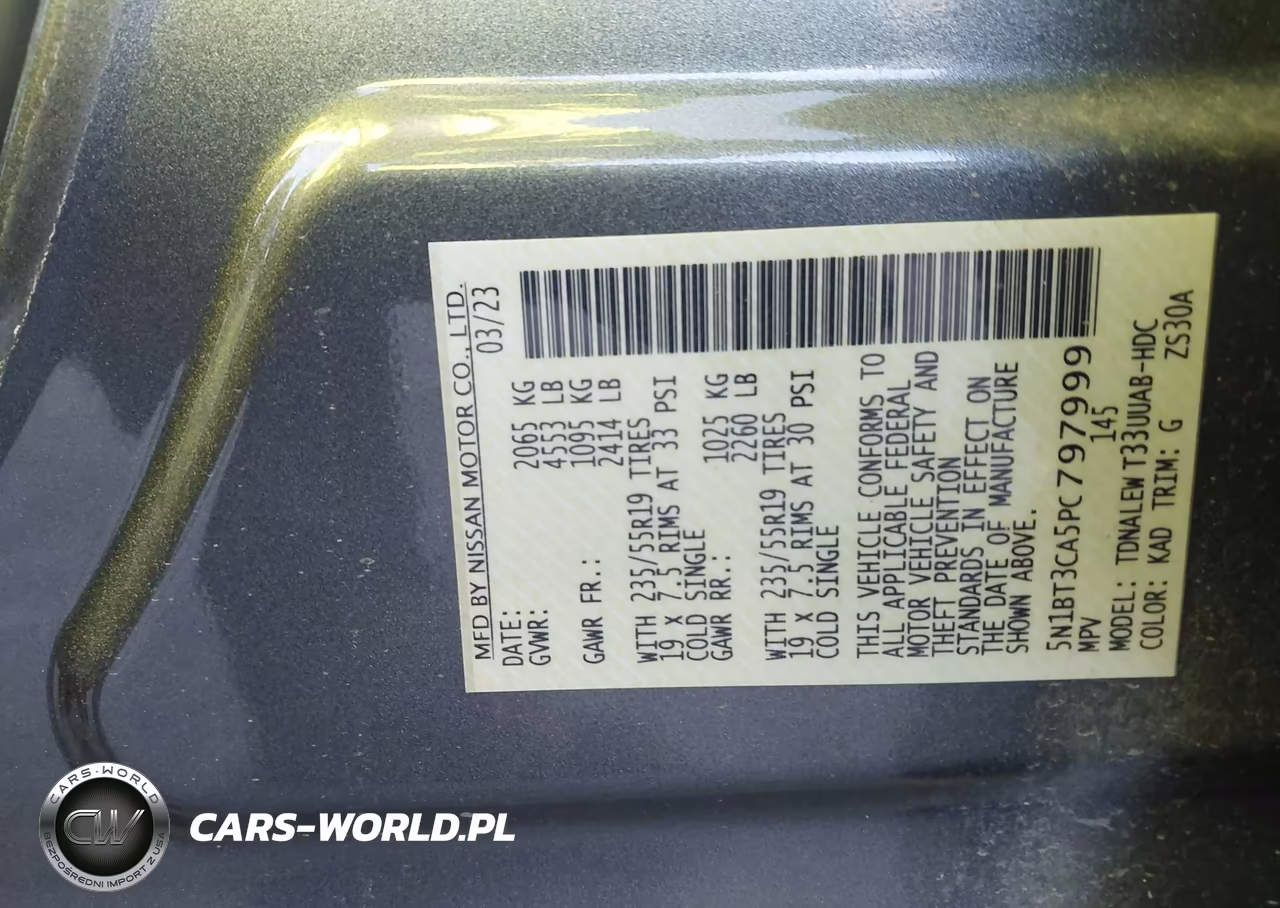 2023 Nissan Rogue Sl Fwd VIN:5N1BT3CA5PC797999 - 9