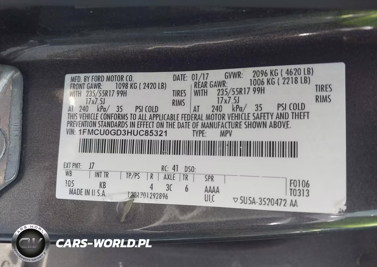 2017 Ford Escape Se VIN:1FMCU0GD3HUC85321 - 9