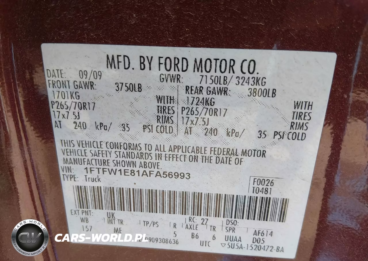 2010 Ford F-150 Xl-Xlt VIN:1FTFW1E81AFA56993 - 9