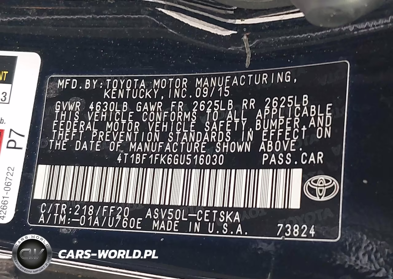 2016 Toyota Camry Se VIN:4T1BF1FK6GU516030 - 9