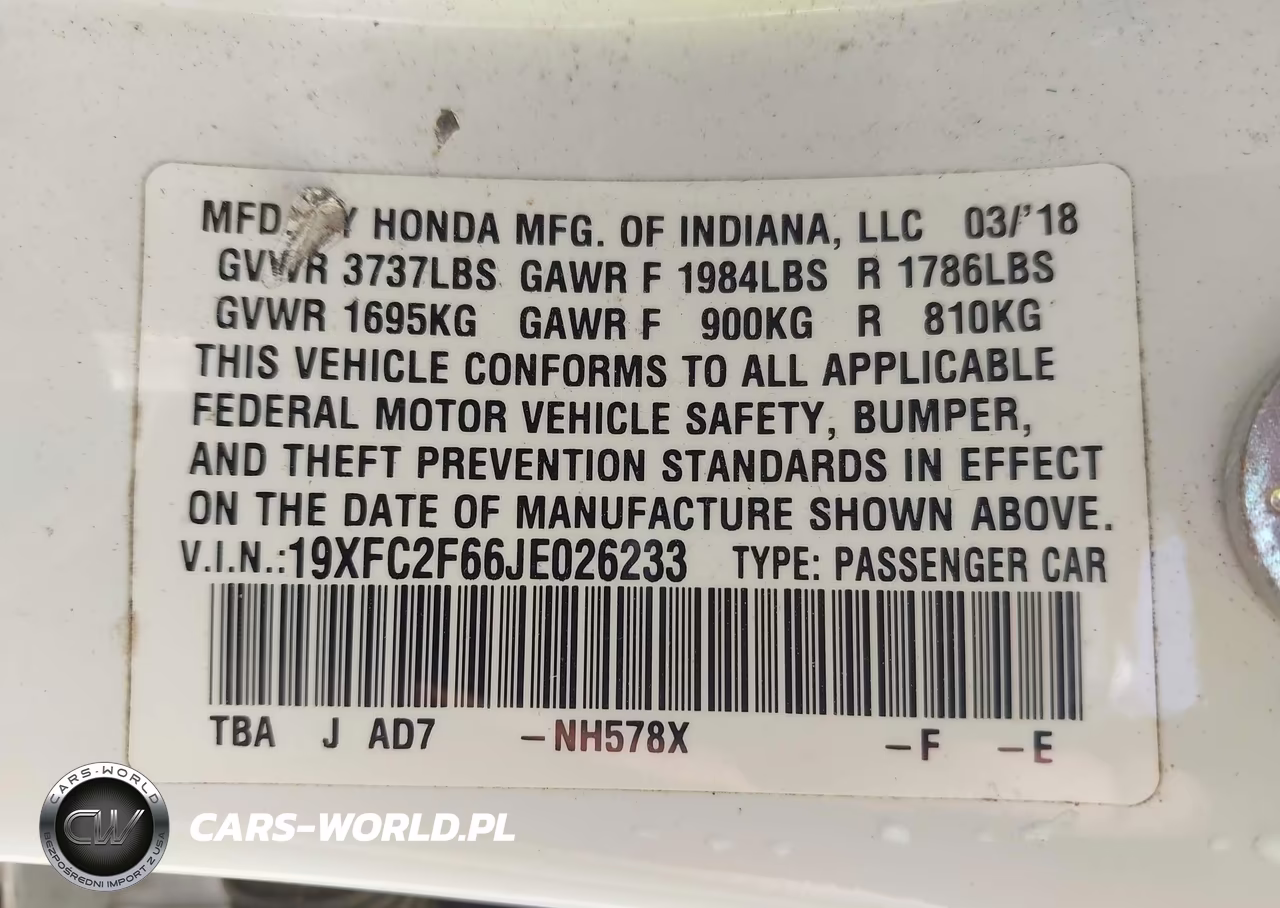 2018 Honda Civic Lx VIN:19XFC2F66JE026233 - 9