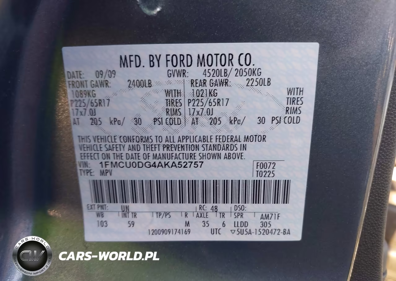 2010 Ford Escape Xlt VIN:1FMCU0DG4AKA52757 - 9