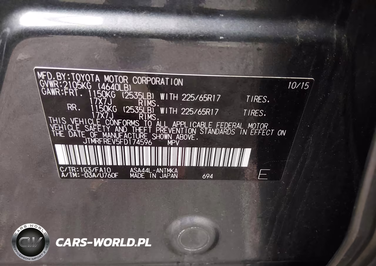 2015 Toyota Rav4 Xle VIN:JTMRFREV5FD174596 - 9
