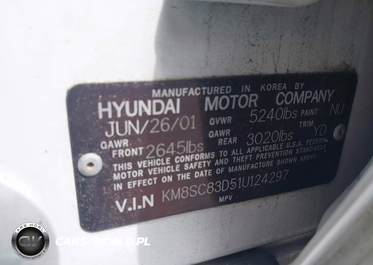 2001 Hyundai Santa Fe 2.7L V6 Gls-2.7L V6 Lx VIN:KM8SC83D51U124297 - 9