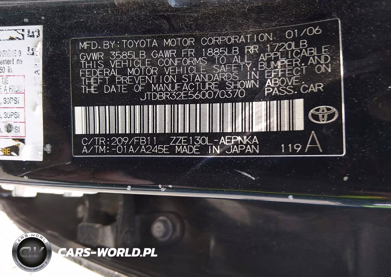 TOYOTA COROLLA VIN:JTDBR32E560070370 - 9