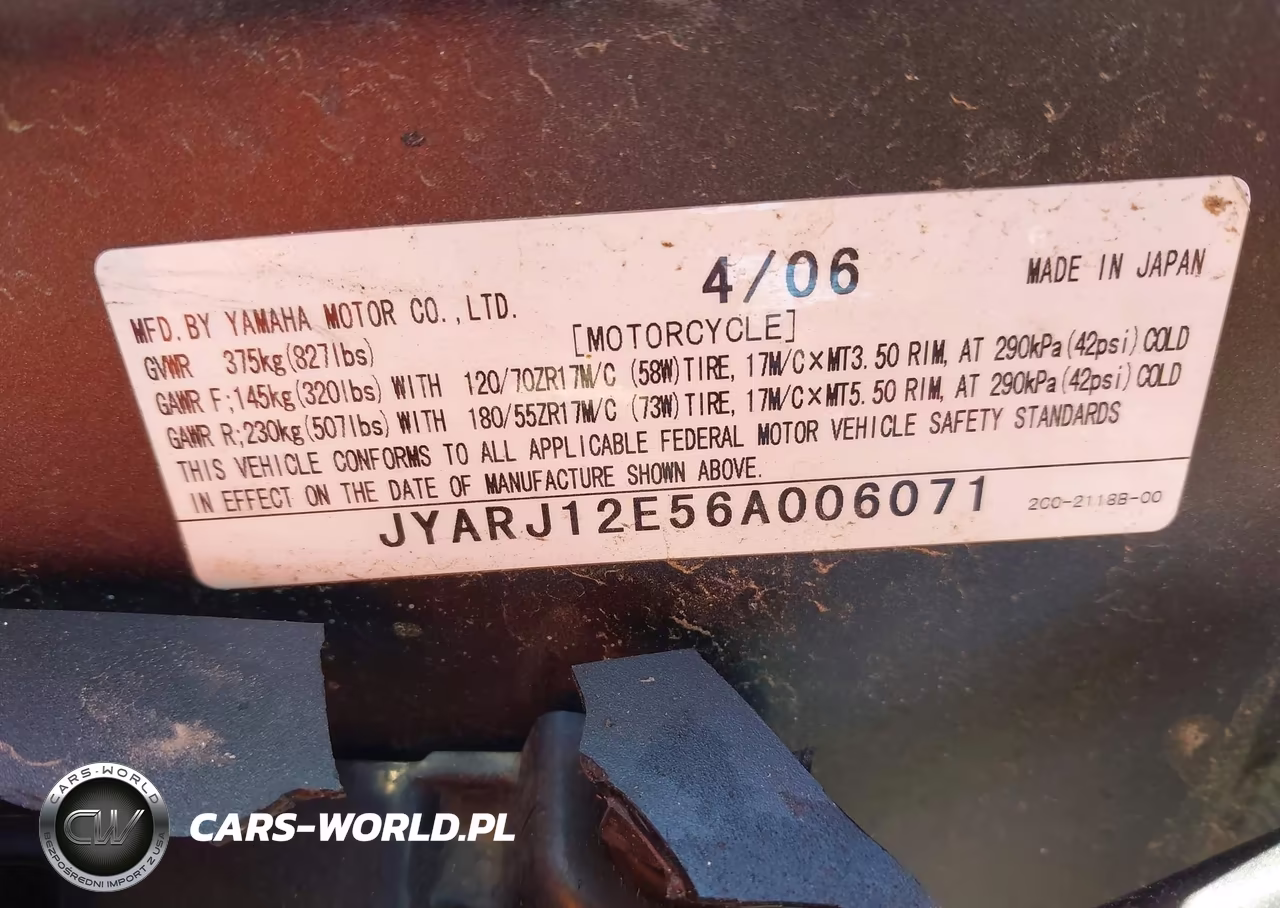 2006 Yamaha Yzfr6 L VIN:JYARJ12E56A006071 - 10