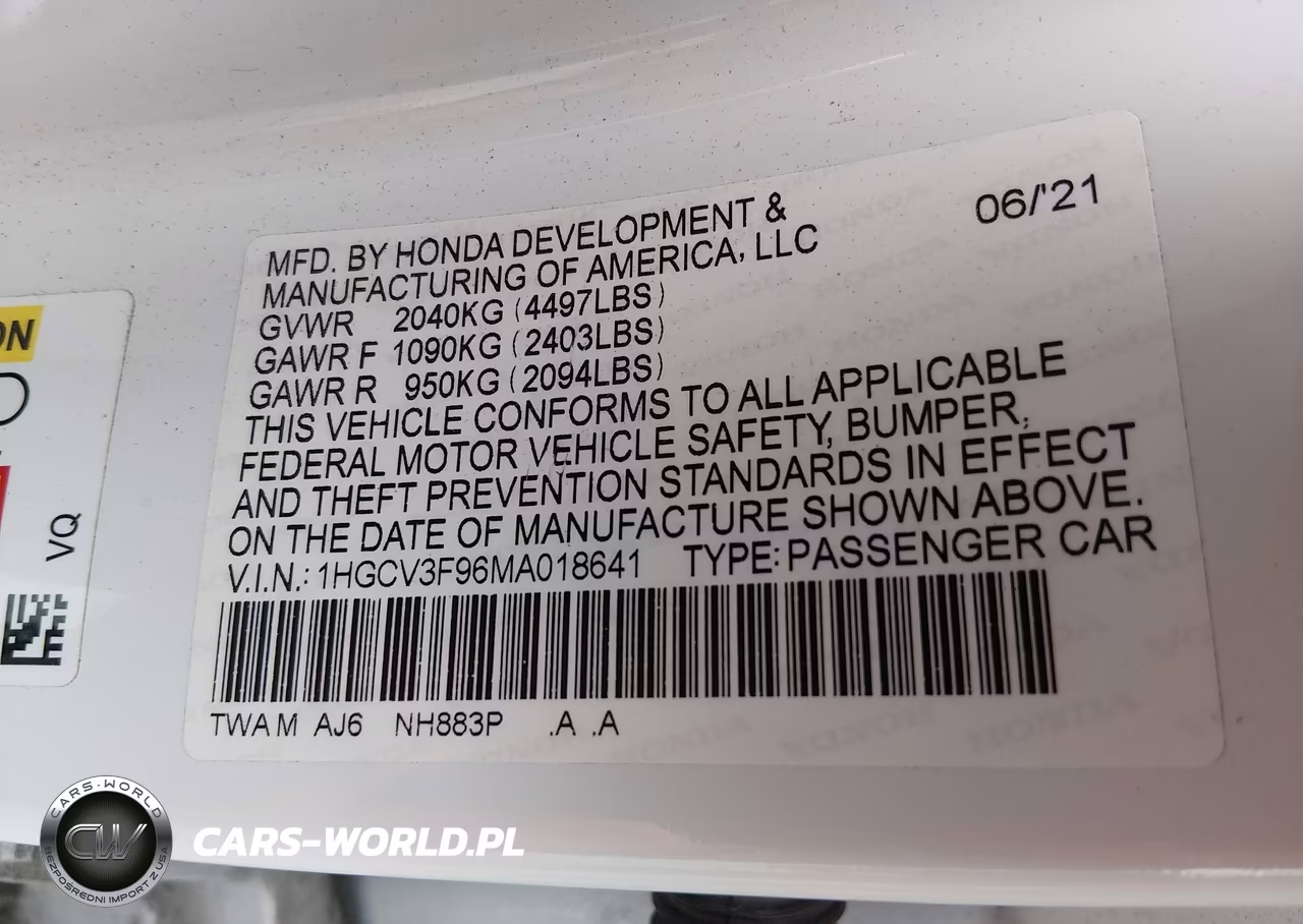2021 Honda Accord Hybrid Touring VIN:1HGCV3F96MA018641 - 9