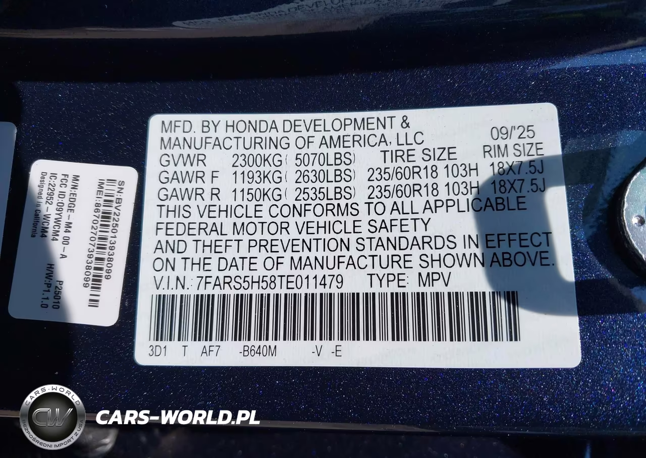 2026 Honda Cr-V Hybrid 2Wd Sport VIN:7FARS5H58TE011479 - 9