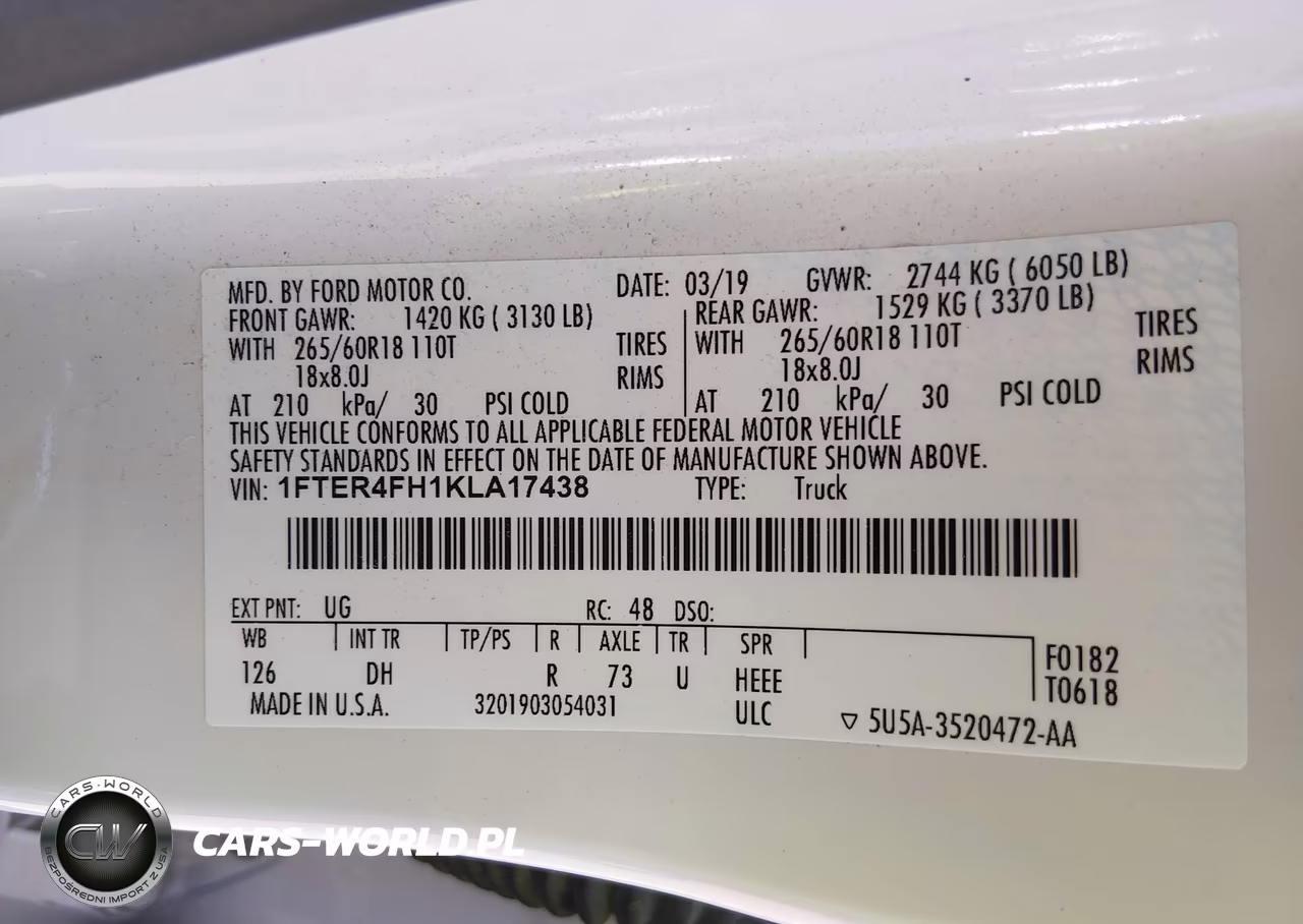 2019 Ford Ranger Lariat VIN:1FTER4FH1KLA17438 - 9