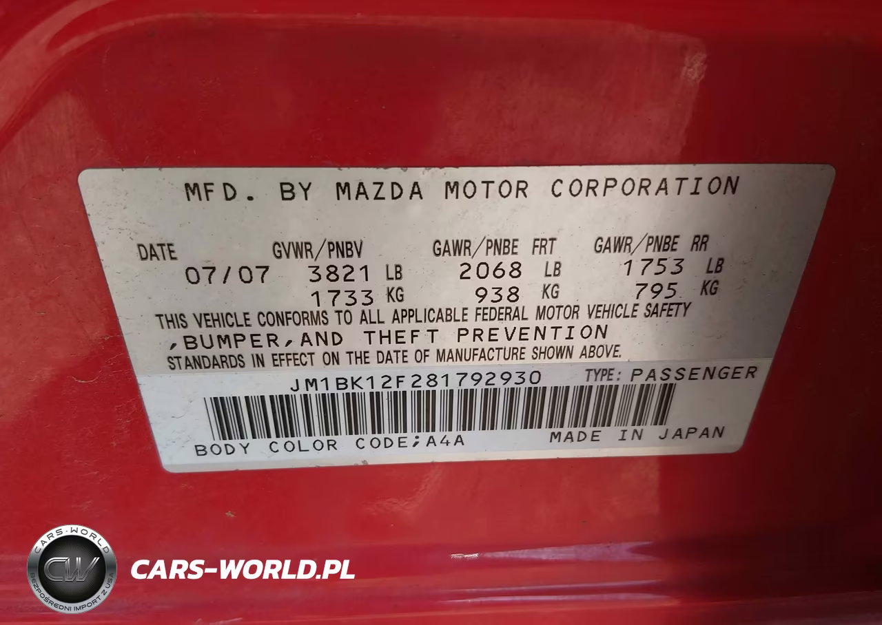 2008 Mazda Mazda3 I Sport VIN:JM1BK12F281792930 - 9
