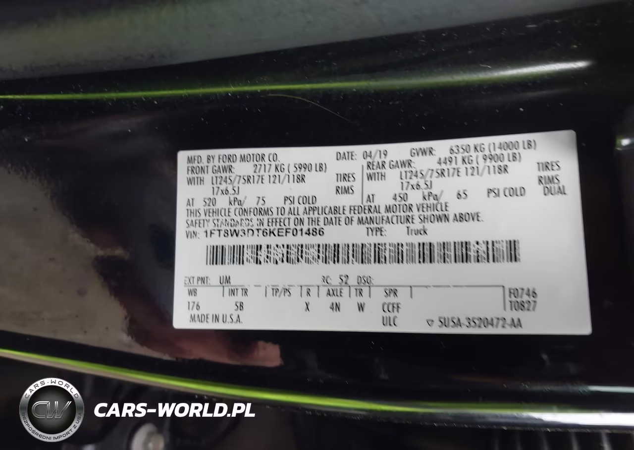 2019 Ford F-350 Lariat VIN:1FT8W3DT6KEF01486 - 8