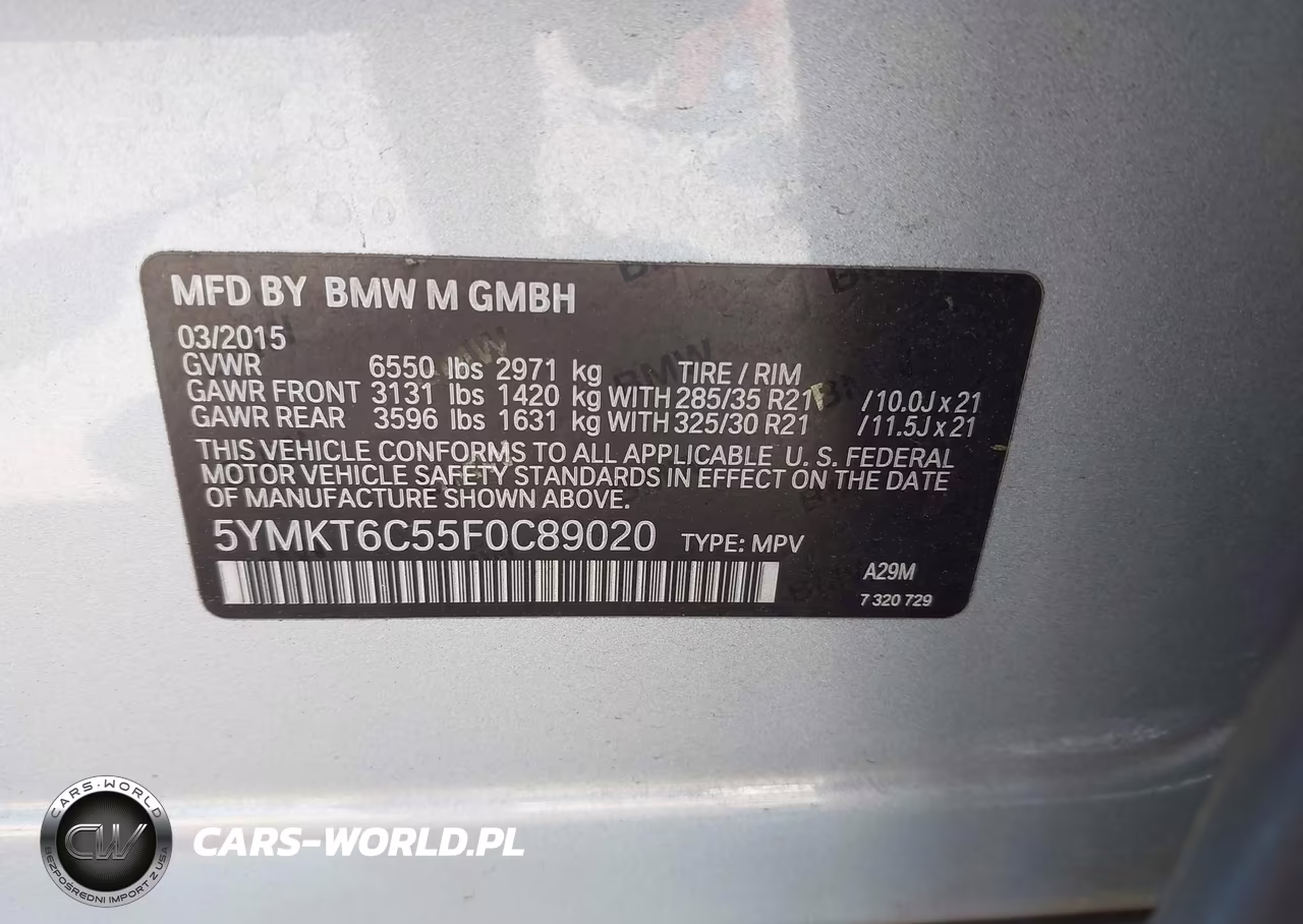 2015 BMW X5 M VIN:5YMKT6C55F0C89020 - 9