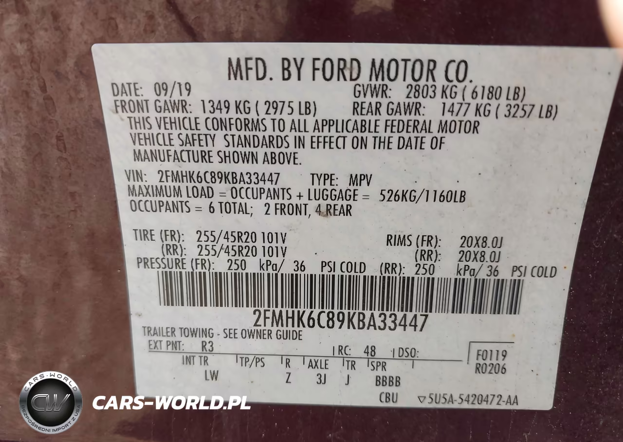 2019 Ford Flex Sel VIN:2FMHK6C89KBA33447 - 9