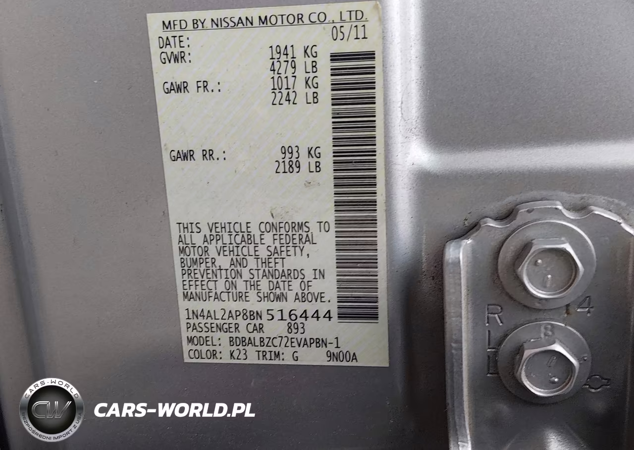 2011 NISSAN ALTIMA BASE VIN:1N4AL2AP8BN516444 - 9