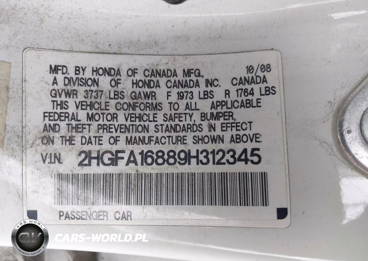 2009 Honda Civic Ex VIN:2HGFA16889H312345 - 9