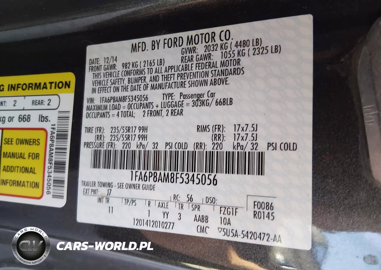 2015 Ford Mustang V6 VIN:1FA6P8AM8F5345056 - 9