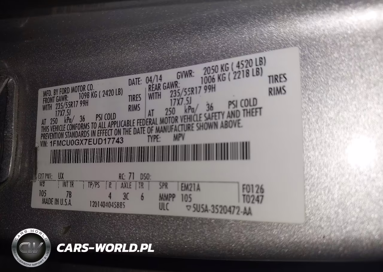 2014 Ford Escape Se VIN:1FMCU0GX7EUD17743 - 9