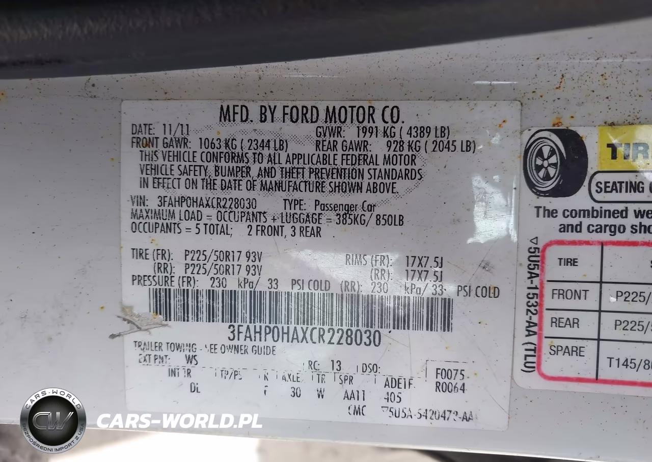 2012 Ford Fusion Se VIN:3FAHP0HAXCR228030 - 9