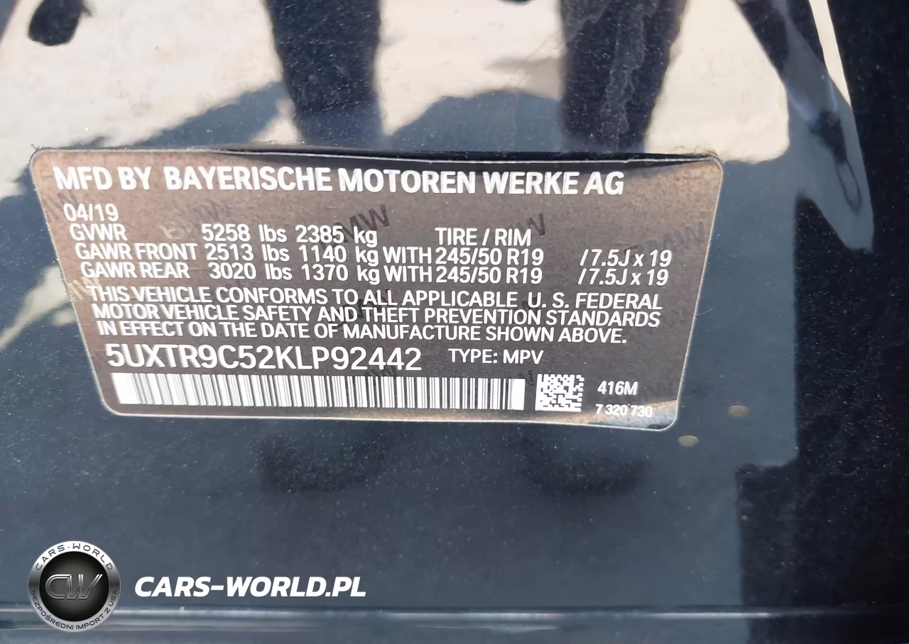 2019 BMW X3 xDrive30I VIN:5UXTR9C52KLP92442 - 9