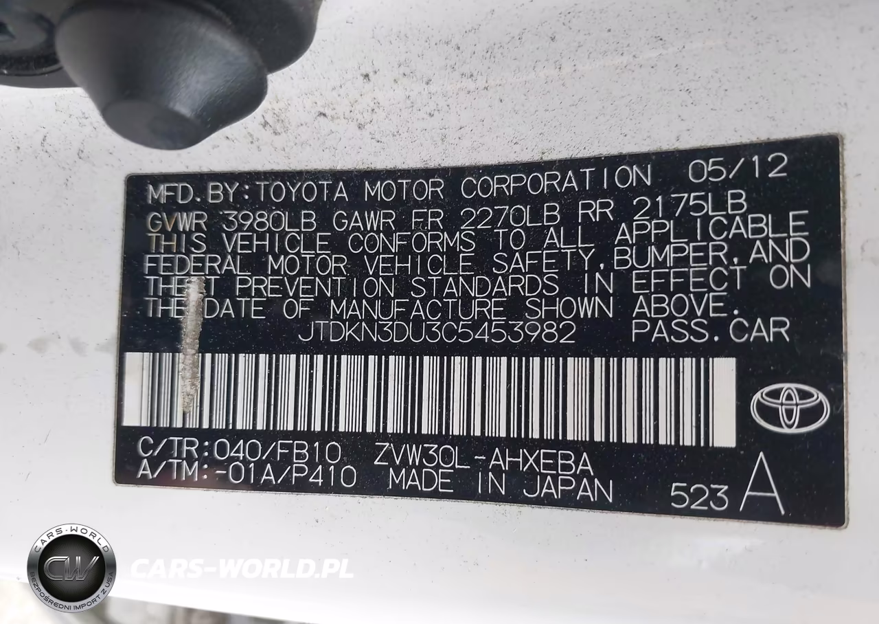 2012 Toyota Prius Two VIN:JTDKN3DU3C5453982 - 9