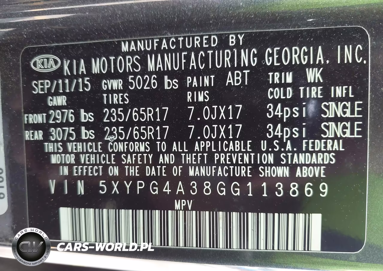 2016 Kia Sorento 2.4L Lx VIN:5XYPG4A38GG113869 - 9