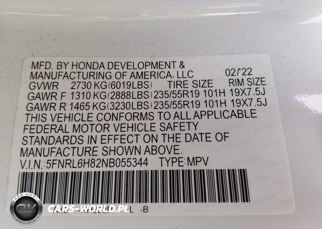 2022 Honda Odyssey Touring VIN:5FNRL6H82NB055344 - 9