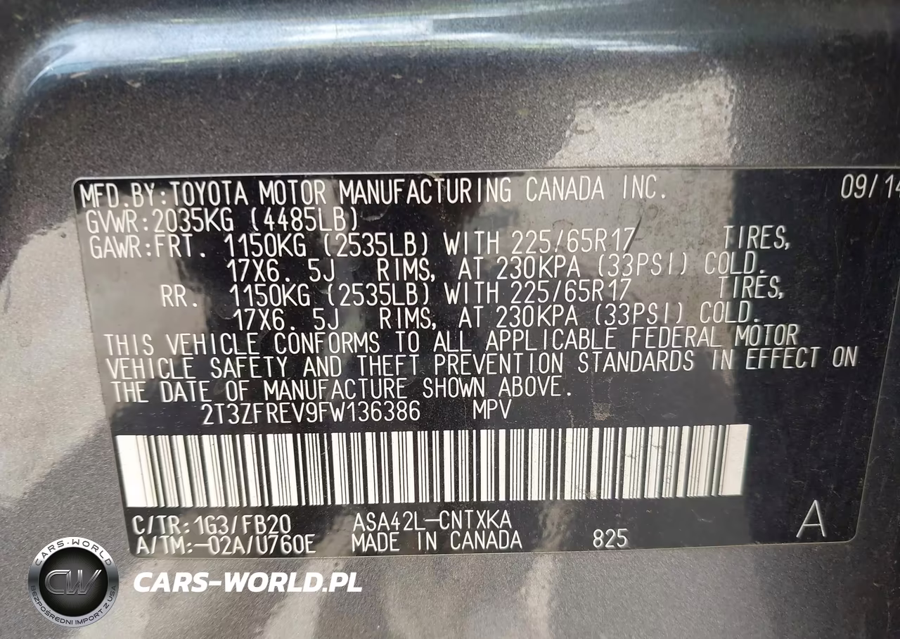 2015 Toyota Rav4 Le VIN:2T3ZFREV9FW136386 - 9