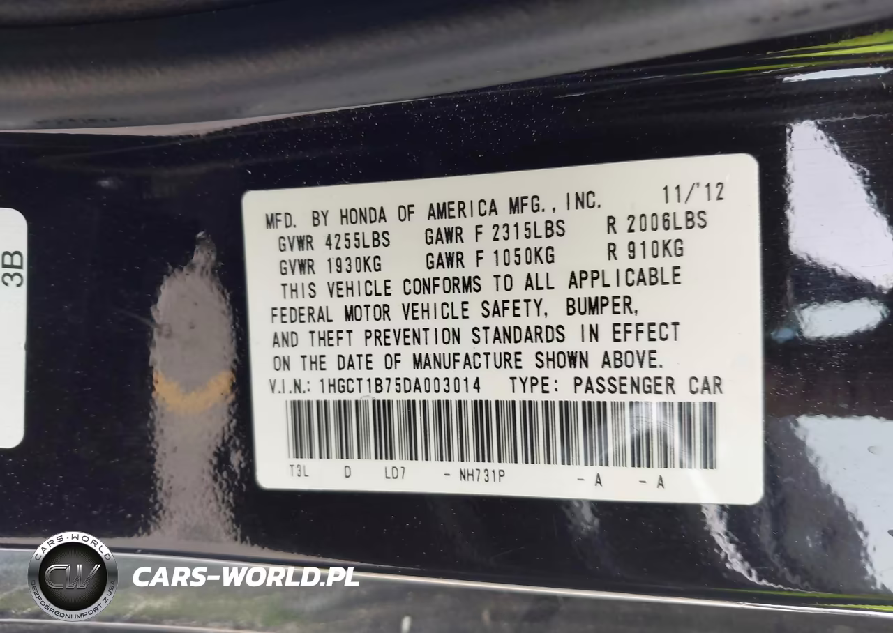 2013 Honda Accord Ex VIN:1HGCT1B75DA003014 - 9