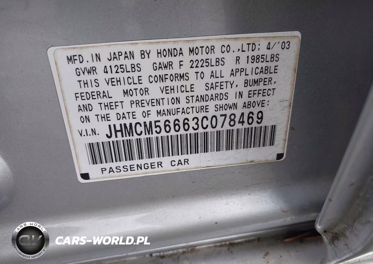 2003 Honda Accord 2.4 Ex VIN:JHMCM56663C078469 - 9
