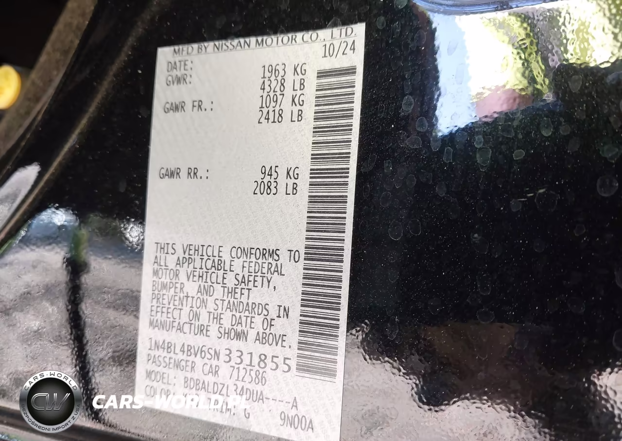 2025 Nissan Altima S Fwd VIN:1N4BL4BV6SN331855 - 9