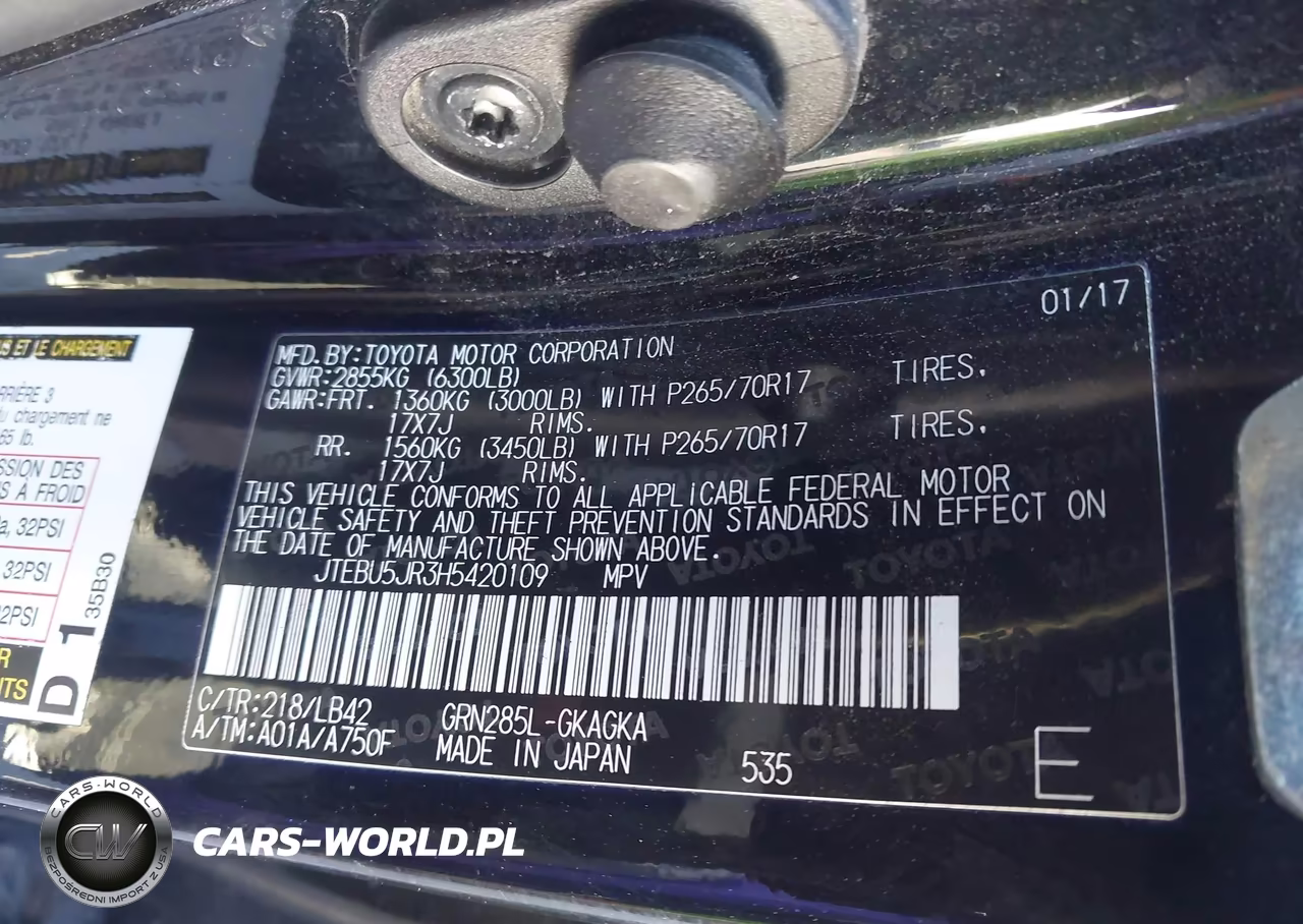 2017 Toyota 4Runner Sr5 Premium VIN:JTEBU5JR3H5420109 - 9