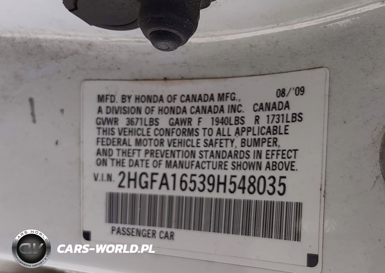 2009 Honda Civic Lx VIN:2HGFA16539H548035 - 9