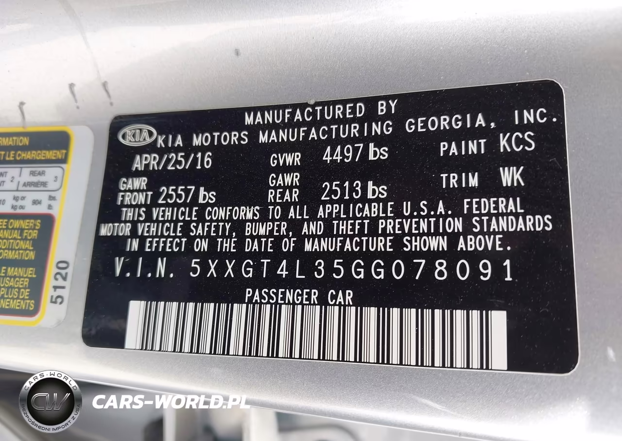2016 Kia Optima Lx VIN:5XXGT4L35GG078091 - 9