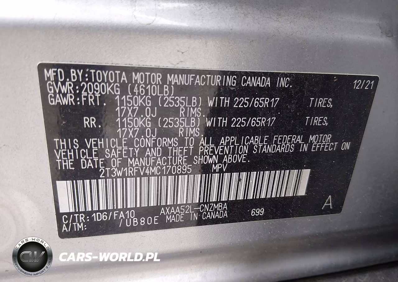 2021 Toyota Rav4 Xle VIN:2T3W1RFV4MC170895 - 9