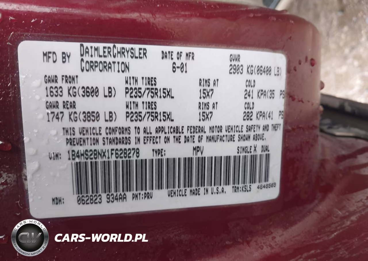 2001 Dodge Durango VIN:1B4HS28NX1F628278 - 9