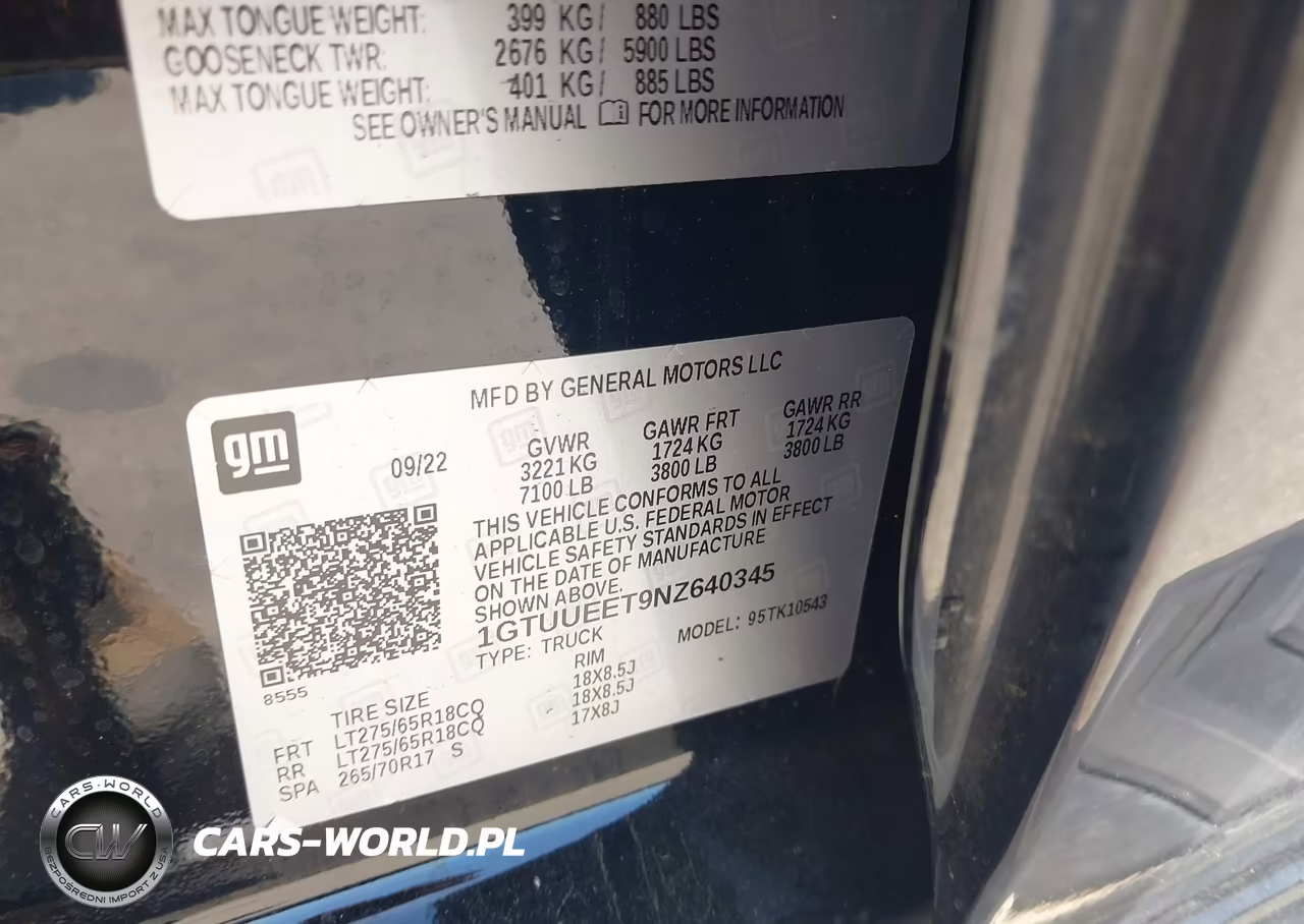 2022 GMC Sierra 1500 4Wd Short Box At4 VIN:1GTUUEET9NZ640345 - 9