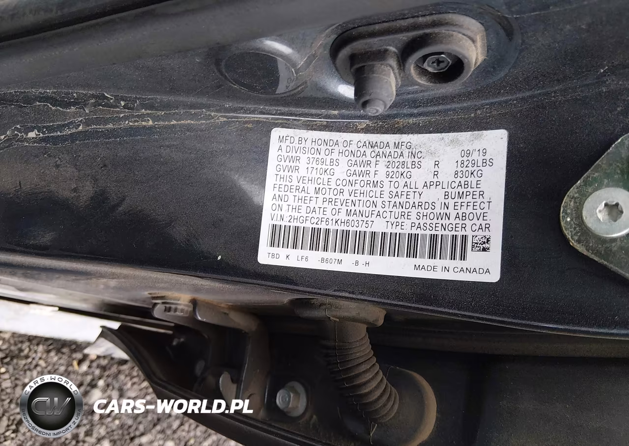 2019 Honda Civic Lx VIN:2HGFC2F61KH603757 - 9