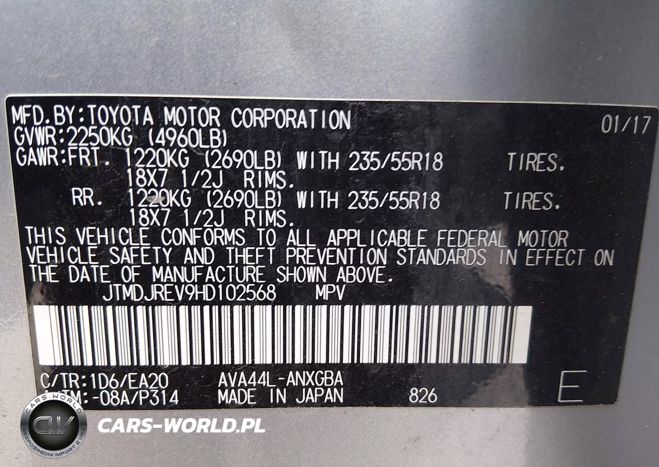 2017 Toyota Rav4 Hybrid Limited VIN:JTMDJREV9HD102568 - 9