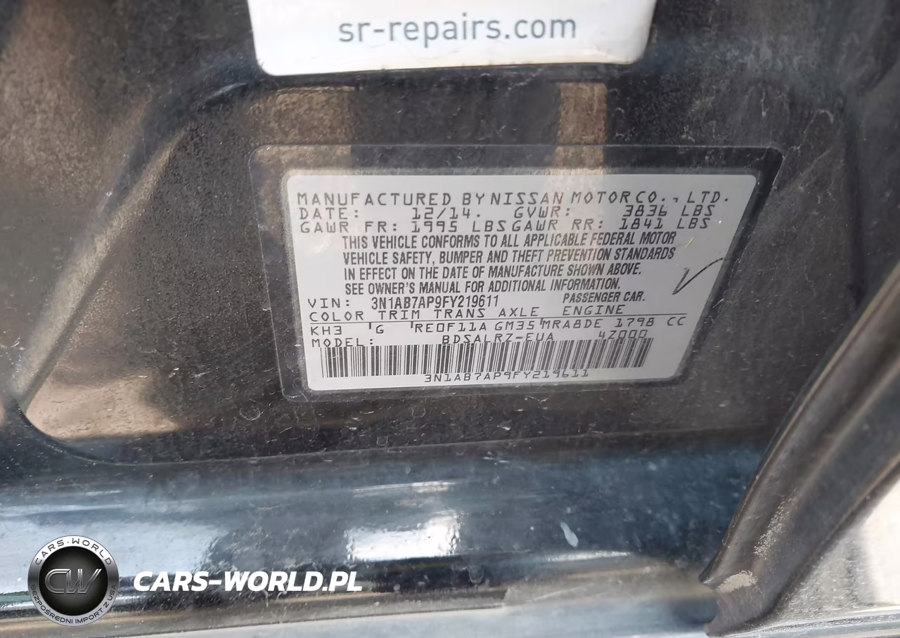 2015 Nissan Sentra Sr VIN:3N1AB7AP9FY219611 - 9