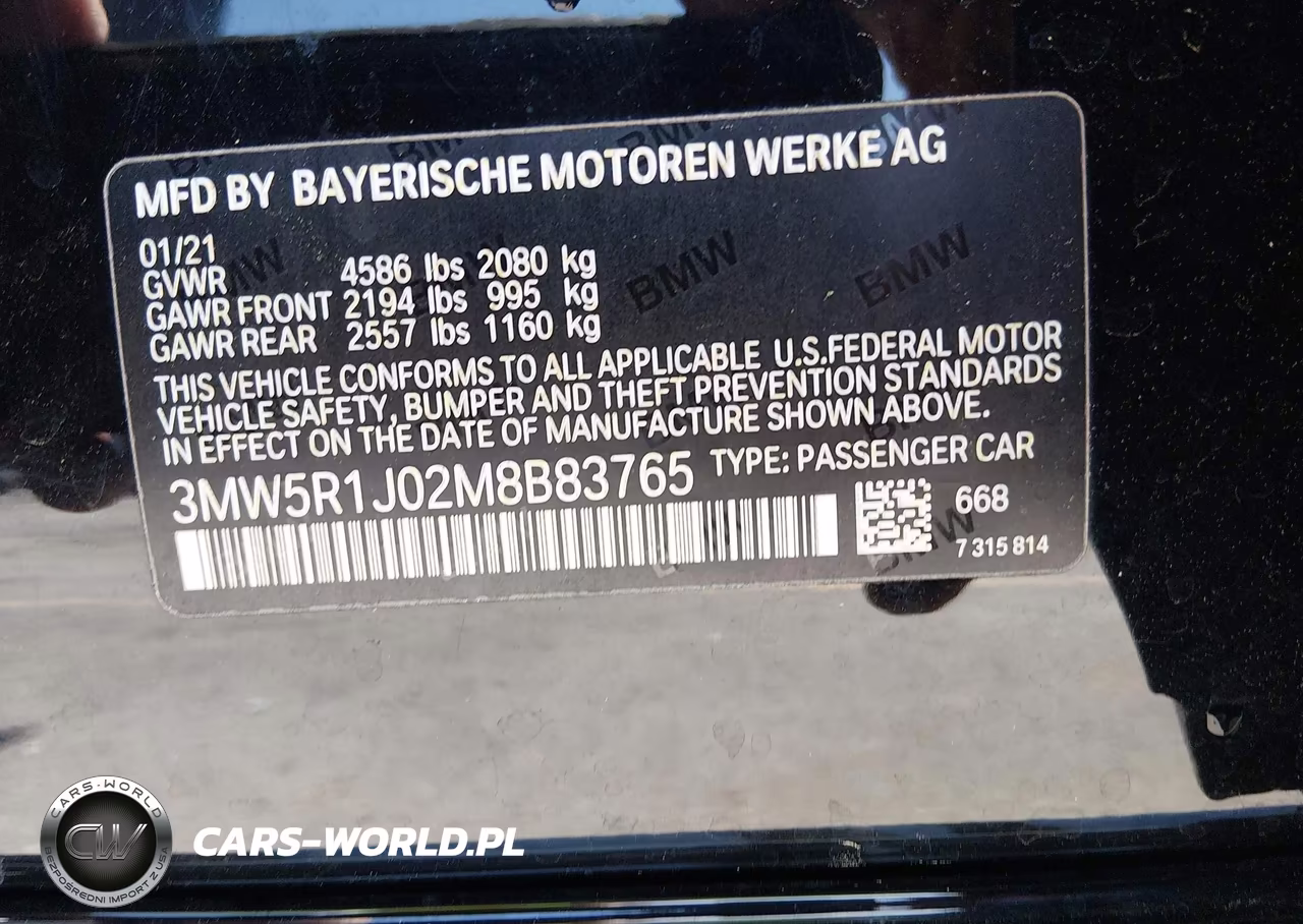 2021 BMW 330I VIN:3MW5R1J02M8B83765 - 9