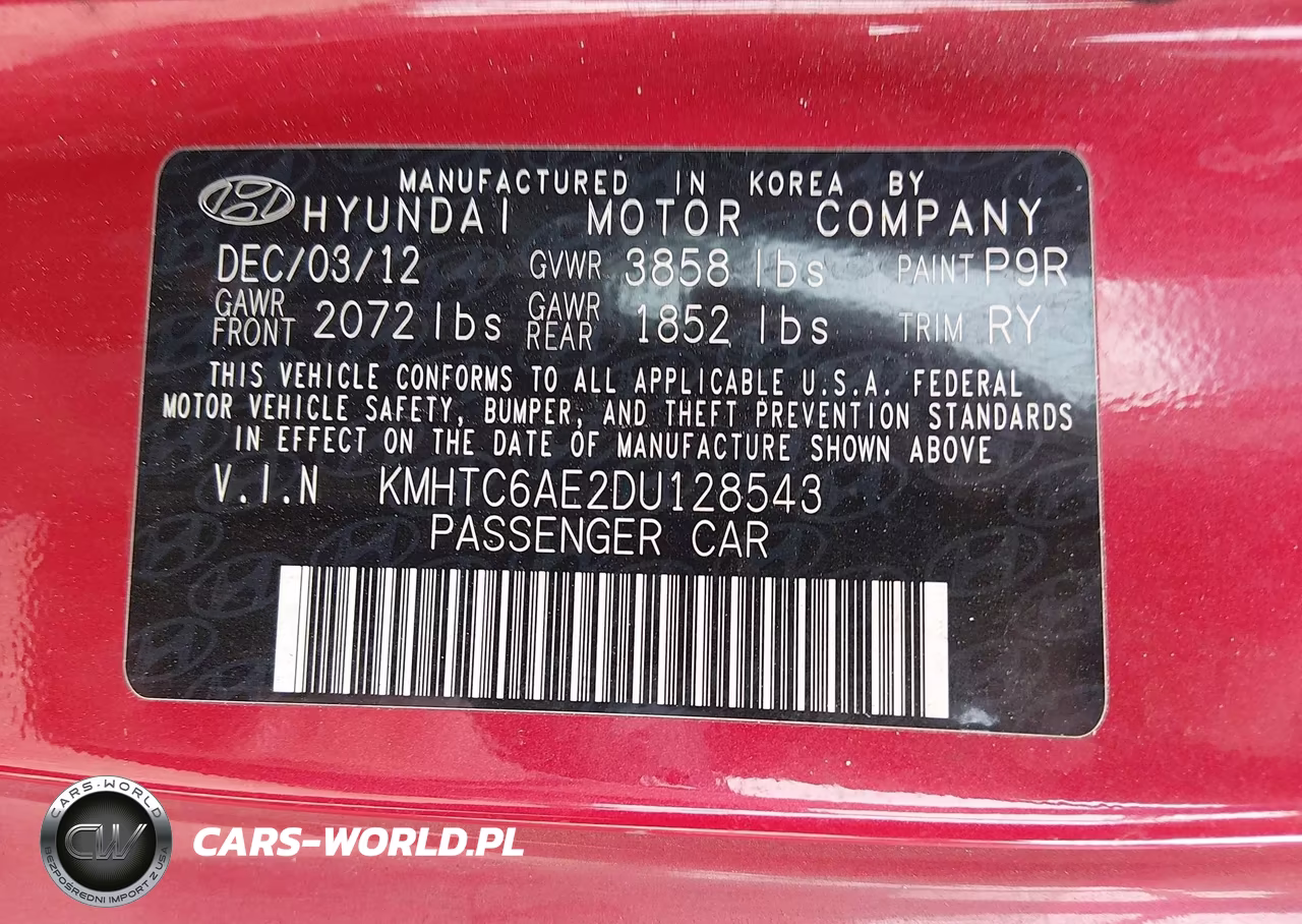 2013 Hyundai Veloster Turbo W-Black VIN:KMHTC6AE2DU128543 - 9