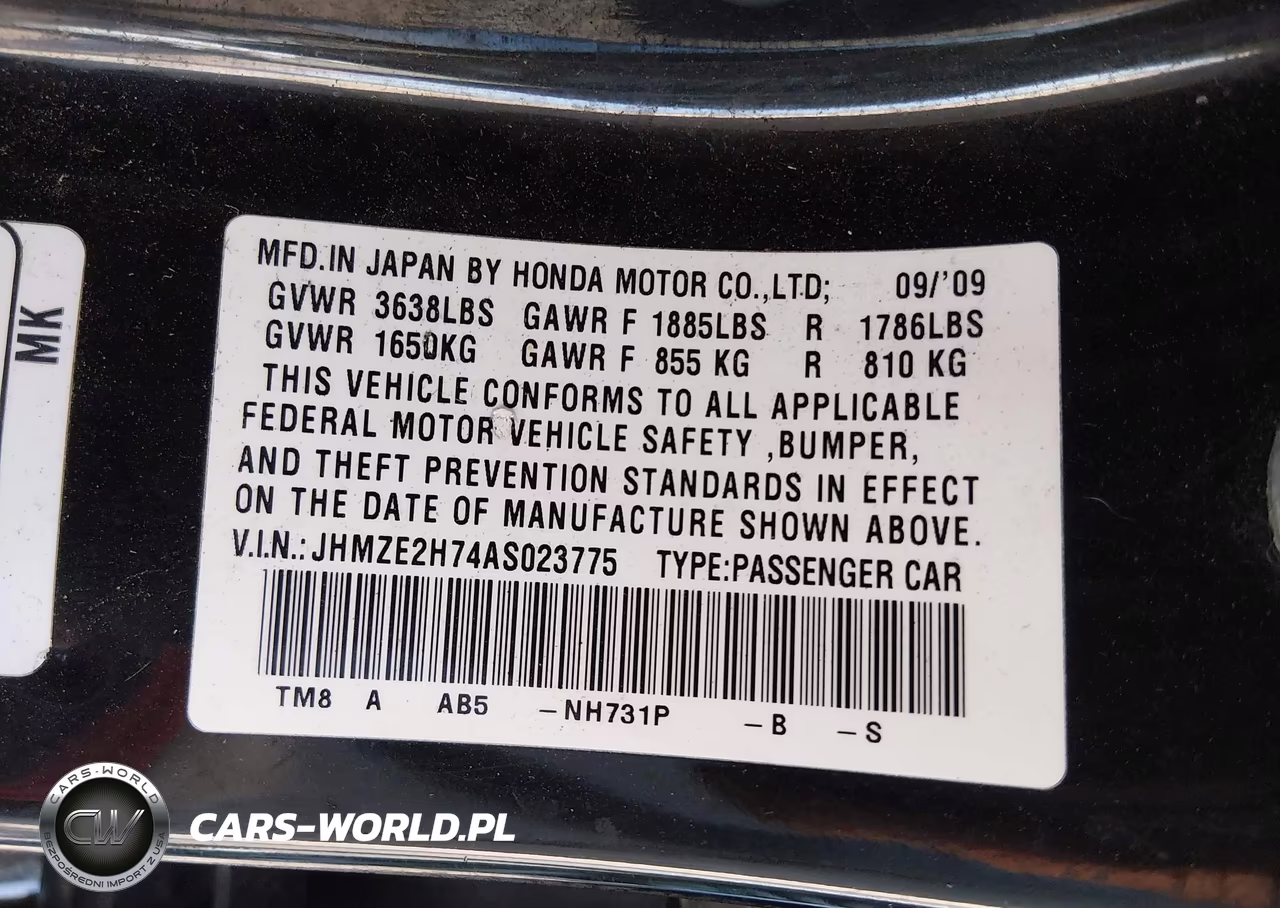 2010 Honda Insight Ex VIN:JHMZE2H74AS023775 - 9
