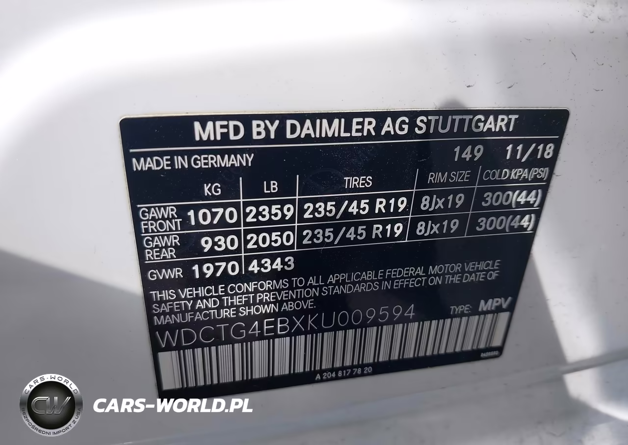 2019 Mercedes-Benz Gla 250 VIN:WDCTG4EBXKU009594 - 9