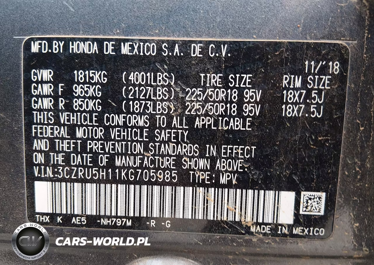 2019 Honda Hr-V Sport VIN:3CZRU5H11KG705985 - 9